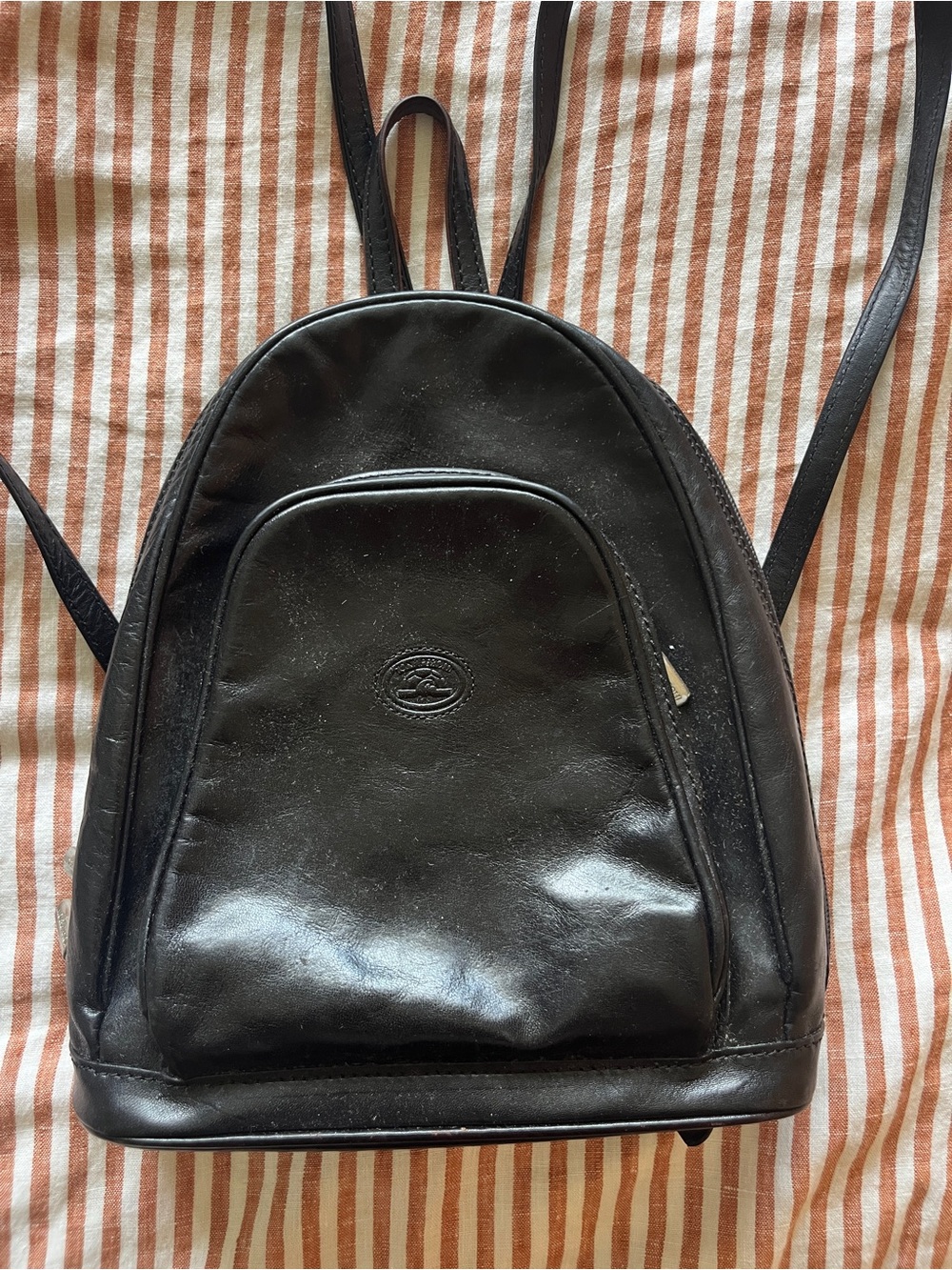 Classic Black genuine Leather Backpack - Unbranded